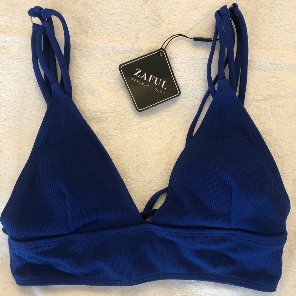 Royal Blue Bikini Top with Triple Spaghetti Straps (New!) by Zaful
